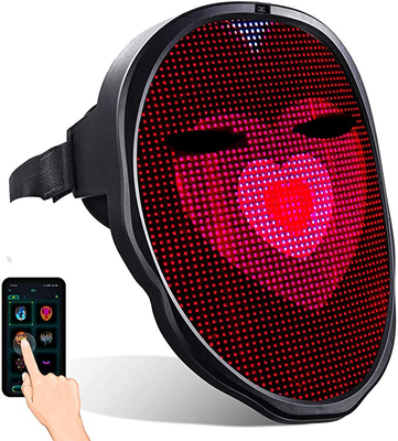 রিচার্জেবল ব্যাটারি সহ DIY স্মার্ট LED ফেস মাস্ক LED লাইট আপ ফুল ফেস মাস্ক