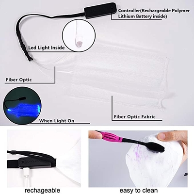LED লাইট আপ ফেস মাস্ক 7 রঙের আলো USB রিচার্জেবল অন্ধকারে জ্বলজ্বল করছে