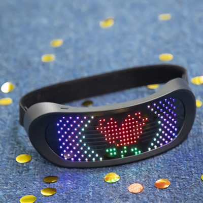 ব্লুটুথ সহ VR শেপ লাইট আপ প্রোগ্রামেবল LED চশমা