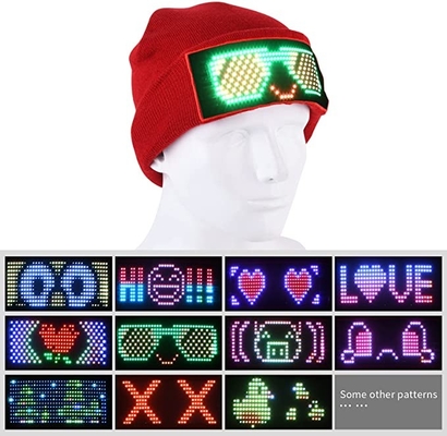 ডিসপ্লে Beanie Hat Bluetooth APP DIY LED স্মার্ট ক্যাপ ইউনিসেক্স সম্পাদনাযোগ্য