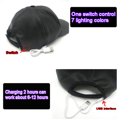 7 রঙের হালকা USB চার্জিং সহ উজ্জ্বল LED বেসবল ক্যাপ হ্যাট